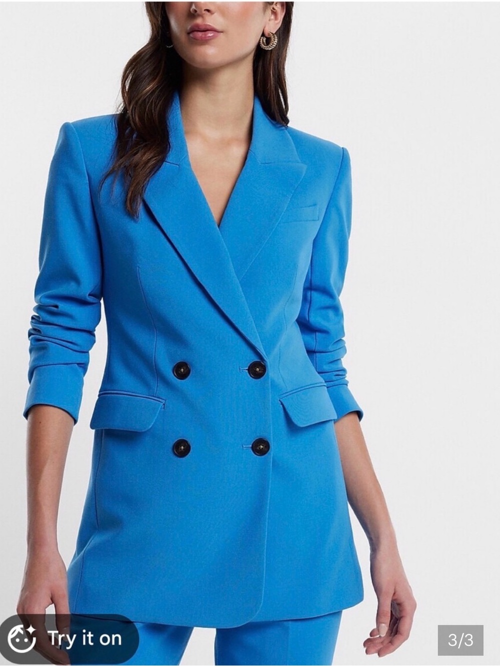 Express Bright Blue Double-Breasted Women's Blazer